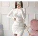 thumbnail image 2 of Vestido de punto Mujer de manga larga Blanco Otoño $ Temperamento de mujer Cuello redondo Plisado Base elástica delgada Falda $ Otoño Elástico Plisado Vestido de punto fino Ormromra HMHZ1829-1, 2 of 4