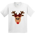 thumbnail image 3 of Inktastic Cute Girl Reindeer with Buffalo Plaid Bow Youth T-Shirt, 3 of 5