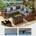 thumbnail image 3 of Poteban Outdoor Sectional with Fire Pit Table, 8 Inch Armrest Patio Furniture Set for Garden Backyard, 4'' Thickened Cushion, Brown&Grey, 3 of 6