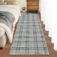 thumbnail image 3 of Memoryfield 2' x 8' Washable Plaid Runner Rug, Modern Non-Slip, Stain-Resistant Floor Carpet for Bedroom, Entryway, Kitchen, Dining Room & Dorm, Green, 3 of 6
