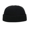 thumbnail image 5 of Knitted Hat Hip Hop Casual Flanging Stretchy Soft Keep Warm Solid Color Autumn Winter Women Men Skull Beanie Ca, 5 of 8