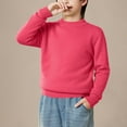 thumbnail image 5 of HomeDM Girl's Boys Crewneck Sweaters Unisex Kids Long Sleeve Solid Color Cute Pullover Tops Soft Knitting Cotton Shirts Fall Winter Warm Sweatshirts, Hot Pink Size 8-9 Years, 5 of 6