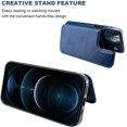 thumbnail image 5 of REQO Compatible with iPhone 12 Pro Max Wallet Case with Card Holder,PU Leather Kickstand Card Slots Case, Double Magnetic Clasp and Durable Shockproof Cover 6.7 Inch(Blue), 5 of 7
