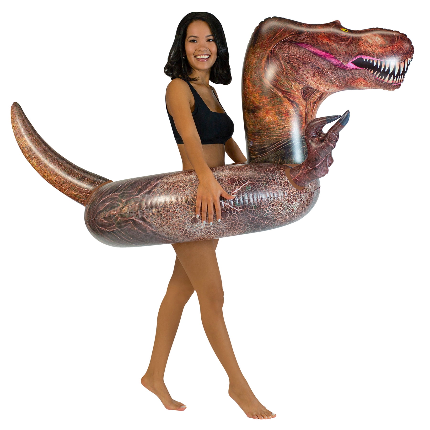 PoolCandy Dinosaur 42-inch-wide Photoreal print T-Rex inflatable Pool Tube
