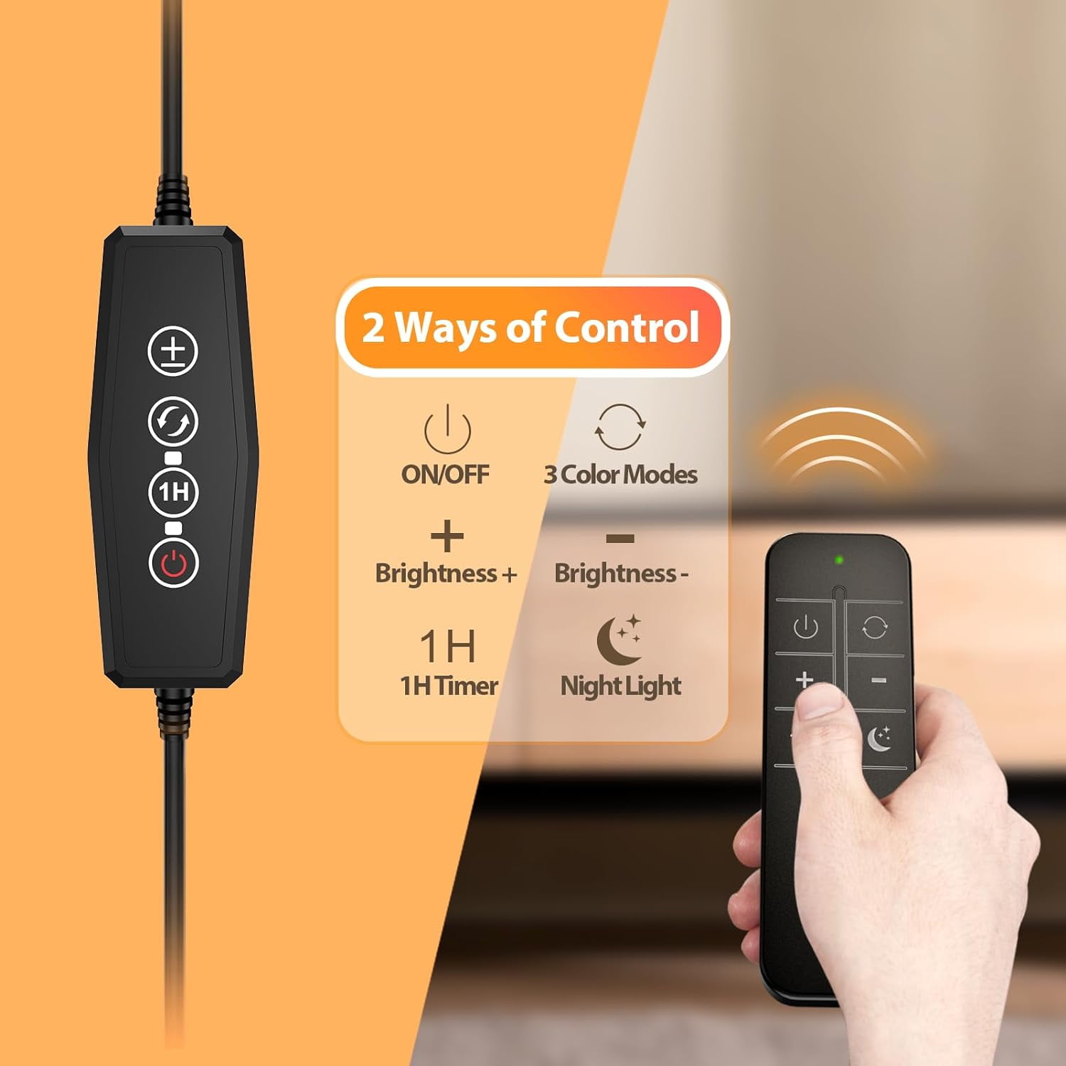 Reading Light with Remote, LED Desk Lamp Clip on [1H Timer & Nightlight] RA>95 Dimmable Flexible Gooseneck, Clamp for Table - 3.5'' (Adapter Included)