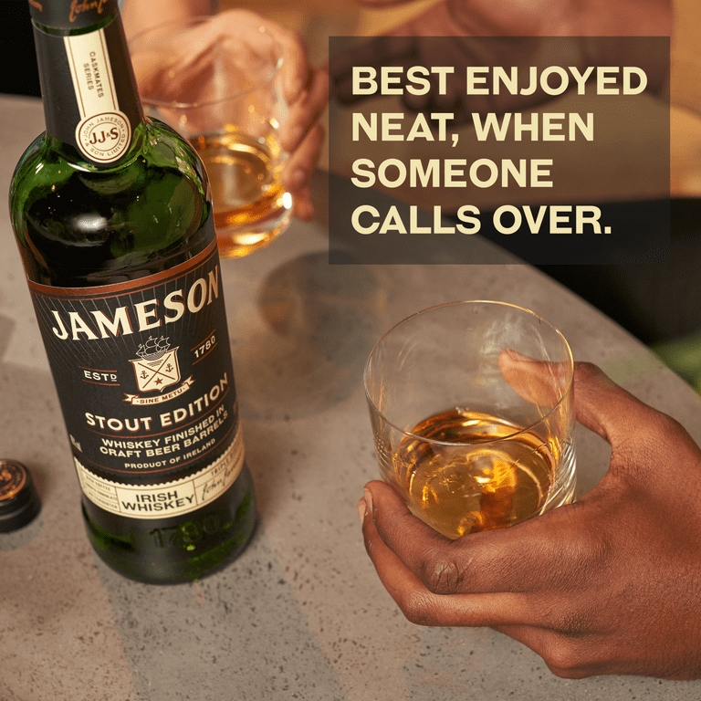 ABV 750 mL 40% Irish Jameson Whiskey, Bottle, Caskmates Stout