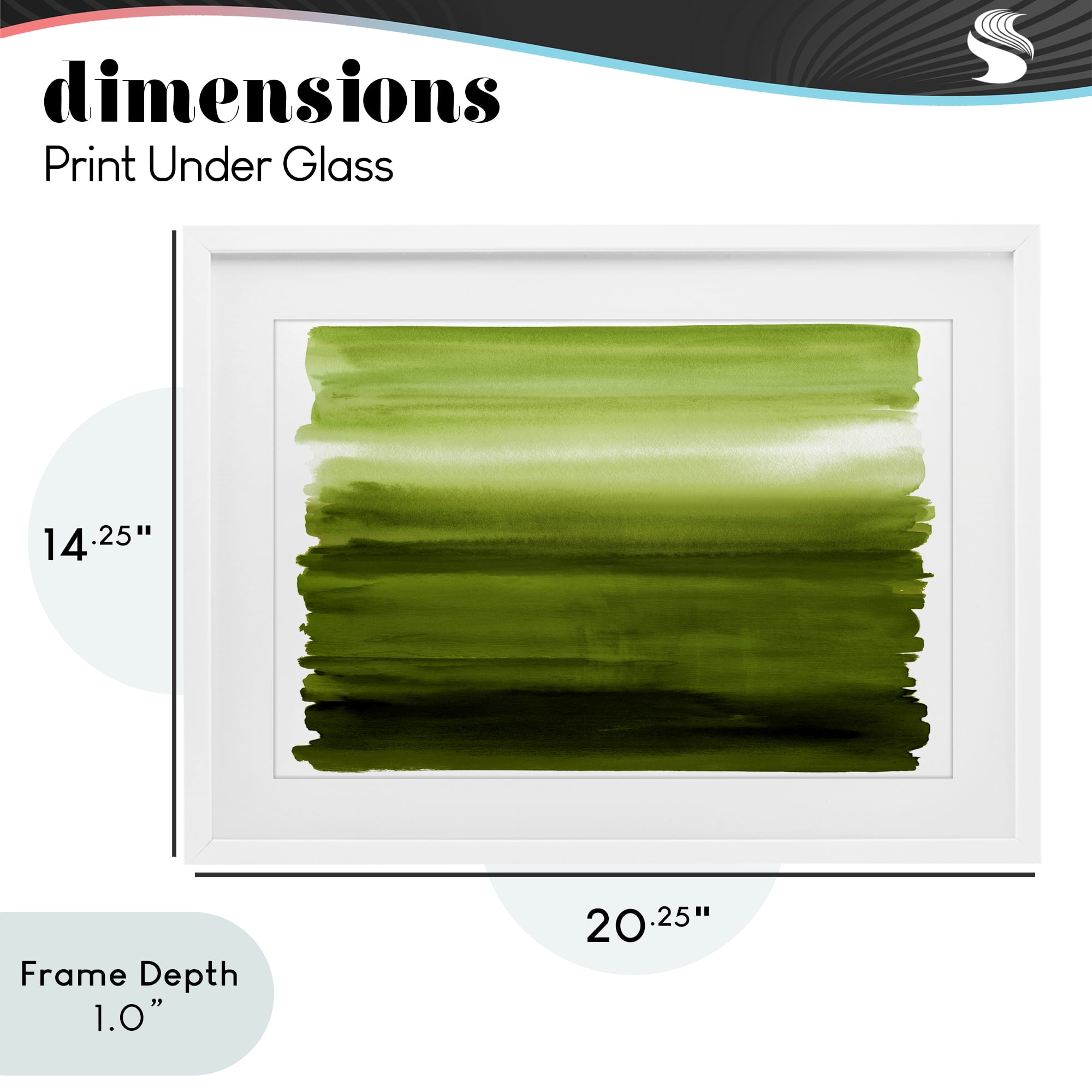 Stupell Industries Ombre Green Gradient White Framed Print Under Glass, design by Allie Corbin