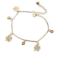 thumbnail image 4 of Tobilleras Jumpingount trébol Oro plata pie cadena brazalete con campanas para niñas mujeres, 4 of 6