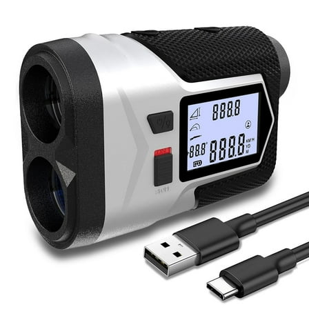 Golf Rangefinder with Wind Speed and Direction Pin Locking with Visual Jolt