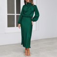thumbnail image 3 of Vestido de cuello alto fiesta de noche ahuecado traje de trabajo de oficina para mujer (L) verde Ygjytge Verde T L, 3 of 7