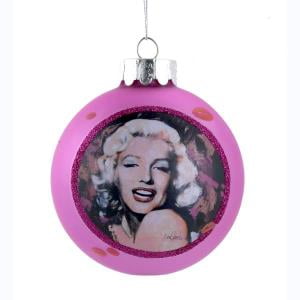 Marilyn Monroe Glass - 80 MM Pink Glass Ball Marilyn Monroe Ornament
