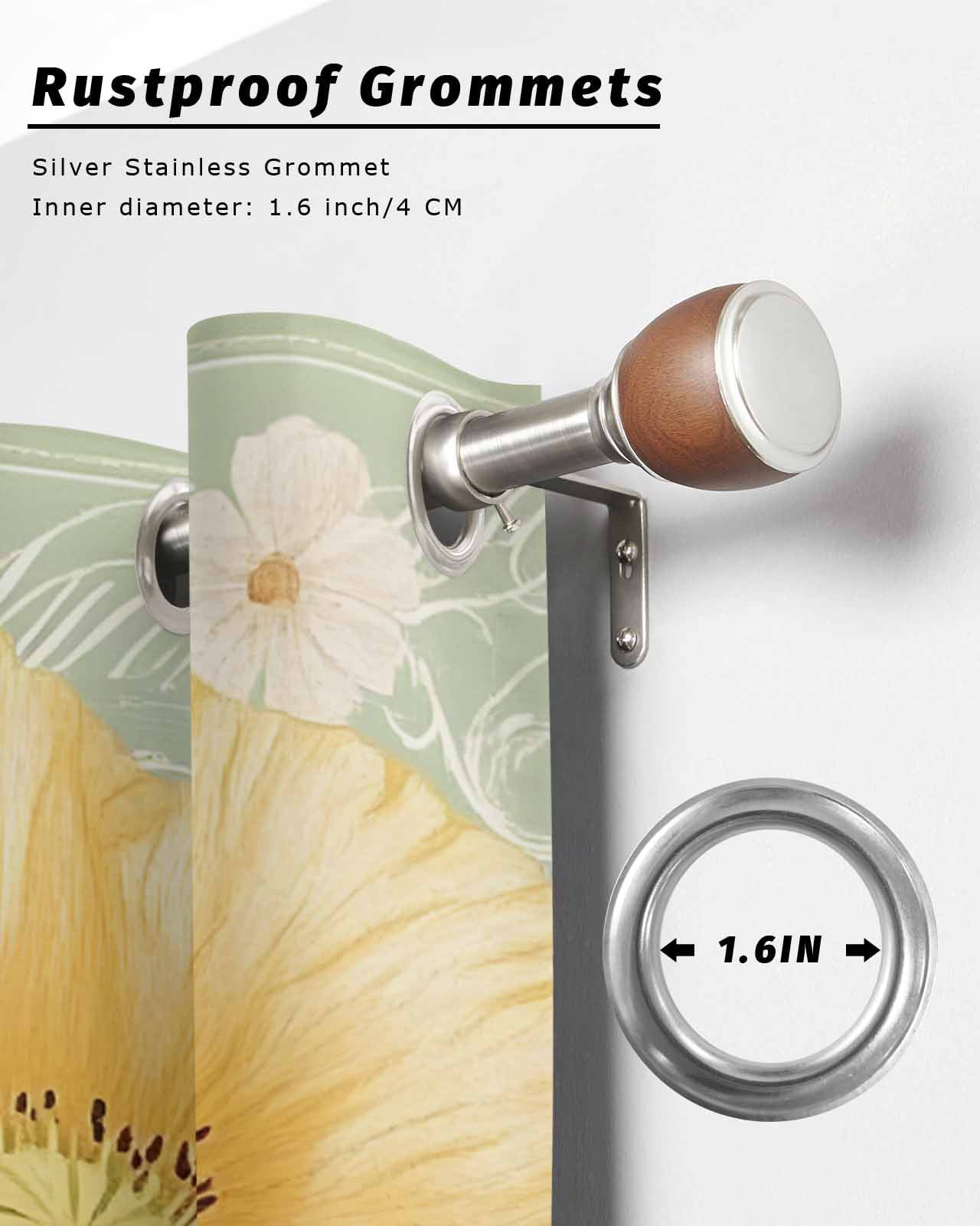 nqOlkjepod Outdoor Curtains for Patio Waterproof, Retro Spring Floral Outdoor Privacy Panels Grommet, Watercolor Summer Flower Farmhouse Blackout Outside Curtains for Porch/Cabana 54"x95", 1 Panel