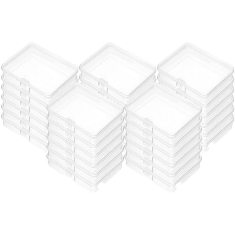 WLLHYF 4Pack Small Plastic Storage Containers with Hinged Lids, Rectangle  Clear Plastic Storage Containers Box for Beads Jewelry and Crafts Items  (3.6