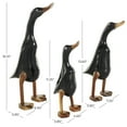 thumbnail image 3 of 16", 14", 11"H Black Wood Duck Sculpture with Brown Accents, by DecMode (3 Count), 3 of 9