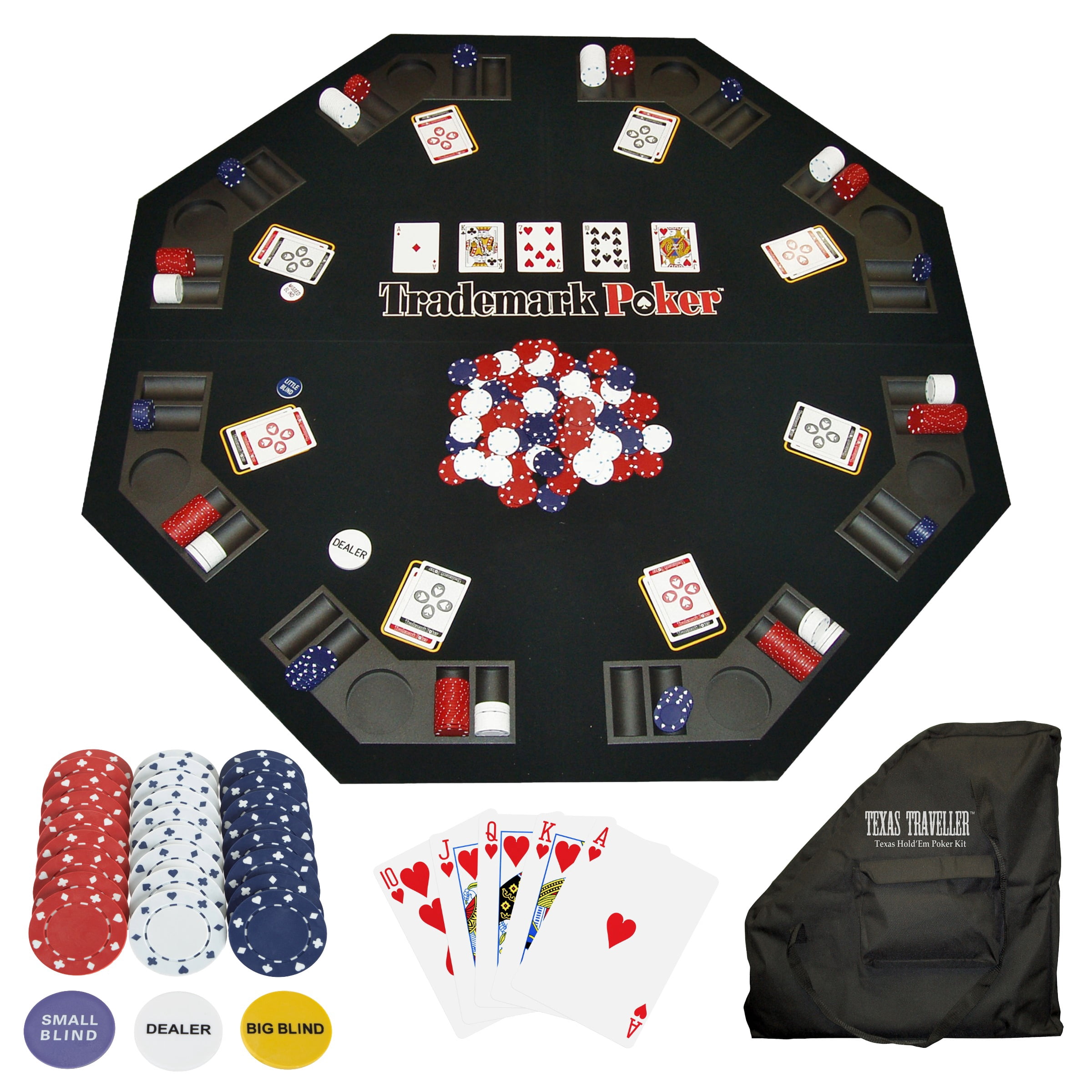 Texas Traveler Table Top Poker Chip Set with 300 Chips, Ages 8+, Durable Material