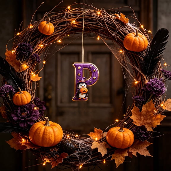 Qjidjing Halloween Initial Letter Hanging Ornament, Acrylic Personalized Letter Pendant, 2D Flat DIY, for Christmas Tree, Wall, Winter Holiday Gifts