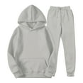 thumbnail image 2 of Wutalume Men's Winter Solid Color Long-Sleeved Hooded Drawstring Sweatshirt and Sweatpants Suit, Warm and Comfortable for Casual and Athletic Wear,Gray 3XL, 2 of 4