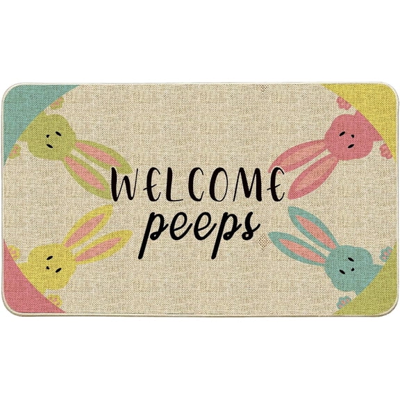Easter Door Mat 17x30 Inch, Easter Decorations for Home, Easter Rug Outdoor, Easter Welcome Mat Outdoor, Easter Doormat for Front Door Outside, Easter Bunny Decor for The Home