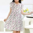 thumbnail image 6 of Big Girls Summer Dress Floral Swing Dresses Flutter Sleeveless Cotton Crewneck Midi Dress Casual Cute Clothes, Purple, 12 Years, 6 of 6