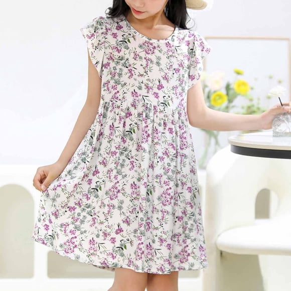LOVZFMLL Robe d'Été Sans Manches pour Enfant Moyen Grande Taille Imprimé Graphique Vêtements pour Enfants