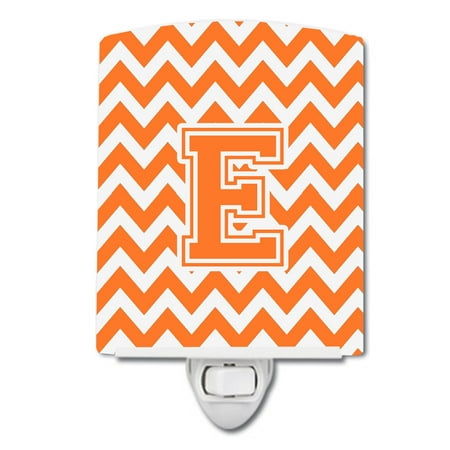 

Caroline s Treasures CJ1046-ECNL Letter E Chevron Orange and White Ceramic Night Light 6x4x3 multicolor