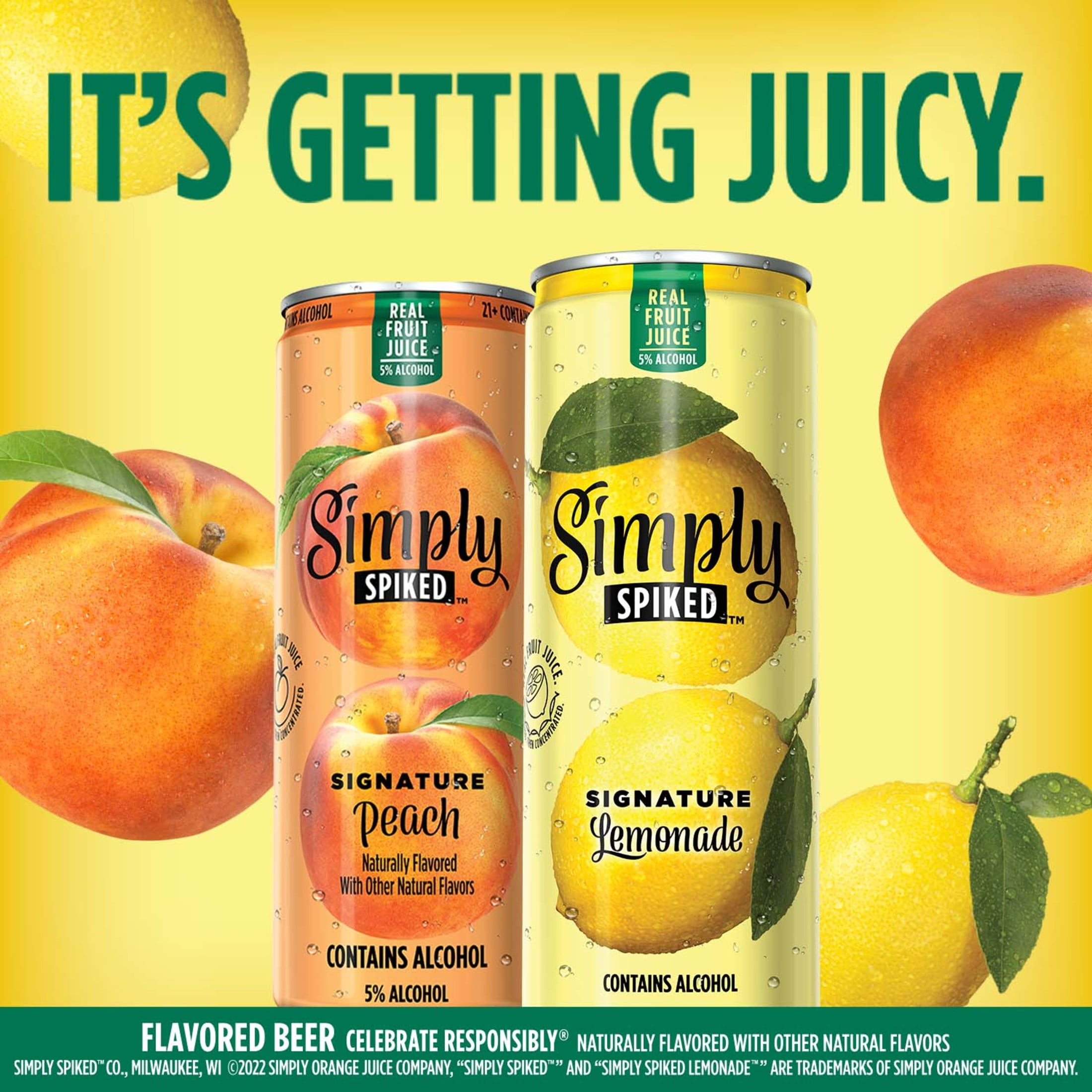 Simply Spiked Peach Variety Pack , 12 Pack, 12 fl oz Aluminum Cans, 5.0% ABV