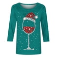 thumbnail image 4 of Offres Flash! Aqestyerly Hauts de Noël pour Femmes Liquidation T-Shirt Imprimé de Noël Manches 3/4 Blouse Col Rond Hauts Décontractés, 4 of 4