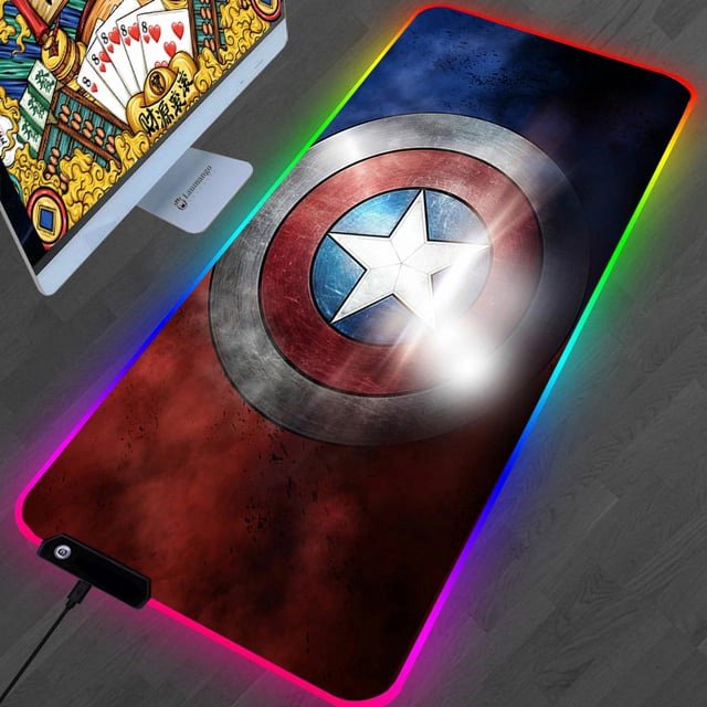 RGB Mouse Pad Anime PC Gamer Computer Keyboard Desk Mat Cartoon Marvell Table Gaming Accessories Tapis De Souris Large Mausepad