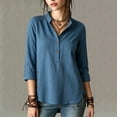 thumbnail image 2 of VBVC Women's 3/4 Sleeve Henley Blouses , Ladies' Mandarin Collar Half Button Shirts , Casual Loose Fit Tunic Tops For Women, S-2XL, 2 of 10