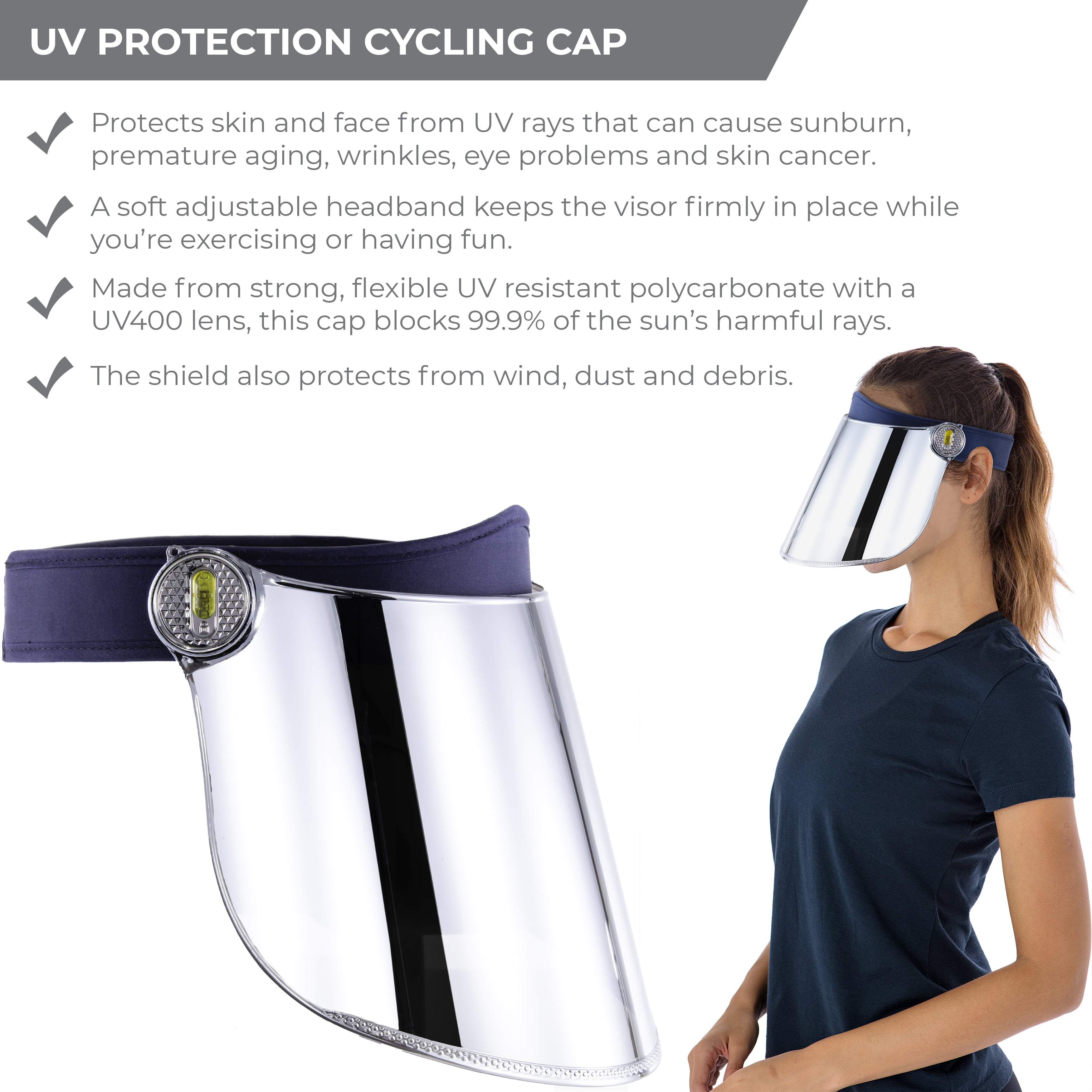 UV Protection Face Shield Sun Visor- Sturdy Comfortable Adjustable Headband  Tool 