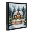 thumbnail image 4 of Stupell Industries Scenic Winter Cottage Holiday Painting Black Floater Framed Canvas Art Prints Wall Art, 25 x 25, 4 of 10