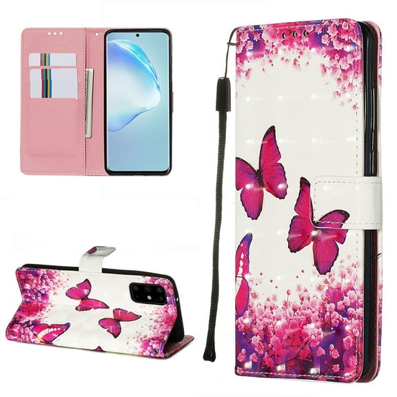 Allytech Galaxy S20 5G Wallet Case, Slim 3D PU Leather Folio Flip Stand Shockproof Full Protection Drop Proof Magnetic Cards Holder Wallet Case Cover for Samsung Galaxy S20 6.2", Rose Butterfly