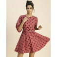 thumbnail image 2 of Moomaya Round Neck Skater Printed Cotton Dress - Women's Trendy Skater Dress, 2 of 9