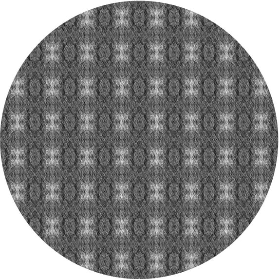 Ahgly Company Machine Washable Indoor Round Transitional Gunmetal Gray Area Rugs, 8' Round
