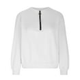 thumbnail image 3 of Buigttklop Women'S Casual Half Zip Shadow Stripe Round Neck Long Sleeve Solid Sweatshirt, 3 of 5