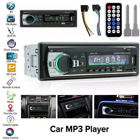 PEPWELL Single DIN Car Audio with Dual USB 2.1A Fast Charge - Bluetooth 5.0, APP Control & Car Locator, FM Radio, 7-Color LCD, Supports MP3/SD/AUX for 12V Cars