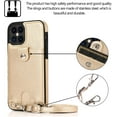 thumbnail image 4 of Necklace Crossbody Case for iPhone 12 Pro Max,PU Leather Wallet Lanyard Case Cover with Card Holder Adjustable Detachable Anti-Lost Neck Strap Case for iPhone 12 Pro Max,6.7",Gold, 4 of 9