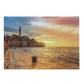 thumbnail image 1 of Cityscape Cutting Board, Sunset at Rovinj Adriatic Sea Coast of Croatia Romantic Evening Scenery Print, Decorative Tempered Glass Cutting and Serving Board, Large Size, Brown Yellow, by Ambesonne, 1 of 1