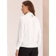 thumbnail image 3 of Blusa de Trabajo de Satén para Mujer Elegante Cuello Torcido de Manga Larga Blusa blanco L, 3 of 6