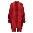 thumbnail image 4 of Hueook Womens Winter Jacket Women's Loose Casual Solid Color Shawl Jacket with Plush Tassel for and Winter Cardigan Red S, 4 of 6