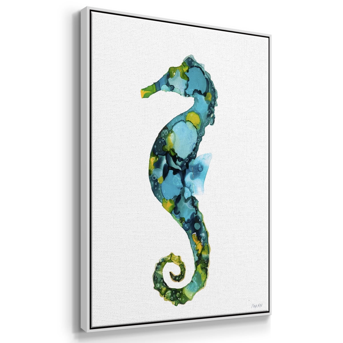 Seahorse Framed Premium Gallery Wrapped Canvas - Ready to Hang - 17 x 25 - White Floating Frame