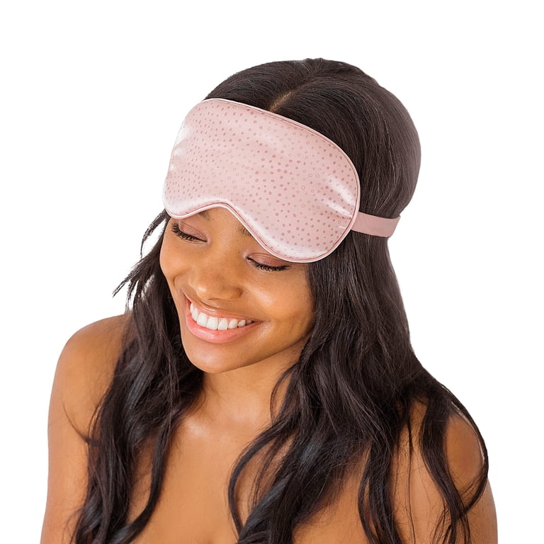 Kitsch Satin Sleep Set in Pink and black out eye mask. Kitsch Cute Soft Pack - Satin Sleep Set with Pillowcase, Eye  main image 3