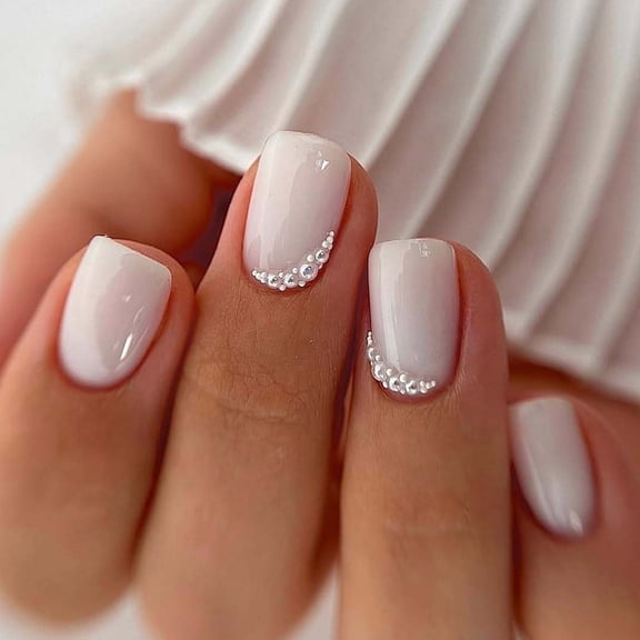 Glossy Short Square False Nails 24Pcs Full Covers Acrylic Artificial Nails Manicure for Women and Girls