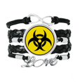 thumbnail image 1 of Danger Checal Toxic Radiation Symbol Bracelet Love Accessory Twisted Leather Knitting Rope Wristband, 1 of 3