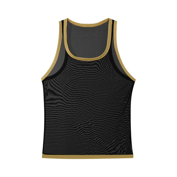 Yiaimeir Men's Classic White Tank Top With Contrasting Trim Breathable Cotton Sleeveless UnderTank Tops For Everyday Comfort,Size S-3XL