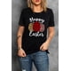 thumbnail image 2 of ABPHQTO Camiseta gráfica de manga corta con estampado de huevo de Pascua feliz negra para mujer, 2 of 5