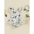thumbnail image 2 of FEORJGP Toddler Baby Girl Summer One-piece Jumpsuits Outfits Infant Casual Square Neck Rompers Farm Print Lace Trim Bodysuits and Headband Set Kids Lin Cute Casual Clothes for Daily Vacation, 2 of 8