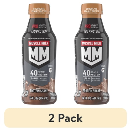(2 pack) Muscle Milk Protein Shake Chocolate Peanut Butter, 14 fl oz, 1 Count Bottle