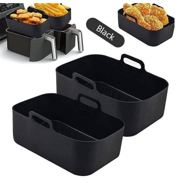 Silicone Pot for Air Fryer Dual Basket Liner Handle Baking Pan