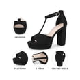 thumbnail image 4 of BLISSFUL STEP Women's Shoes Open Toe T-Strap Platform Chunky High Heel Sandals Black 7, 4 of 7